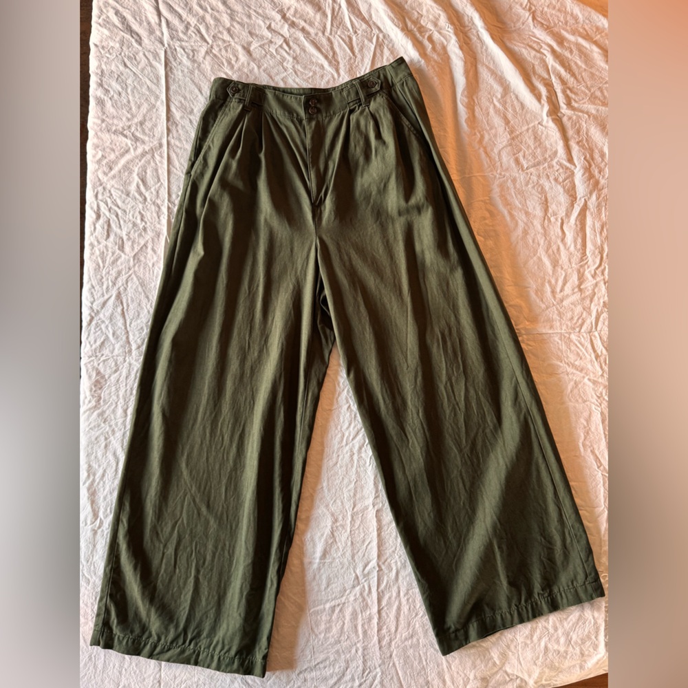 Madewell Harlow Wide-Leg Pant in Forest Green Size 12